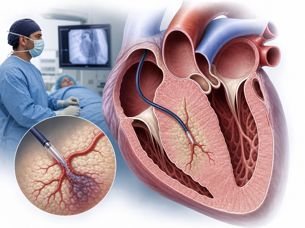 Obstrüktif hipertrofik kardiyomiyopatide hedef septal perforatöre kontrollü etanol verilen alkol septal ablasyonu