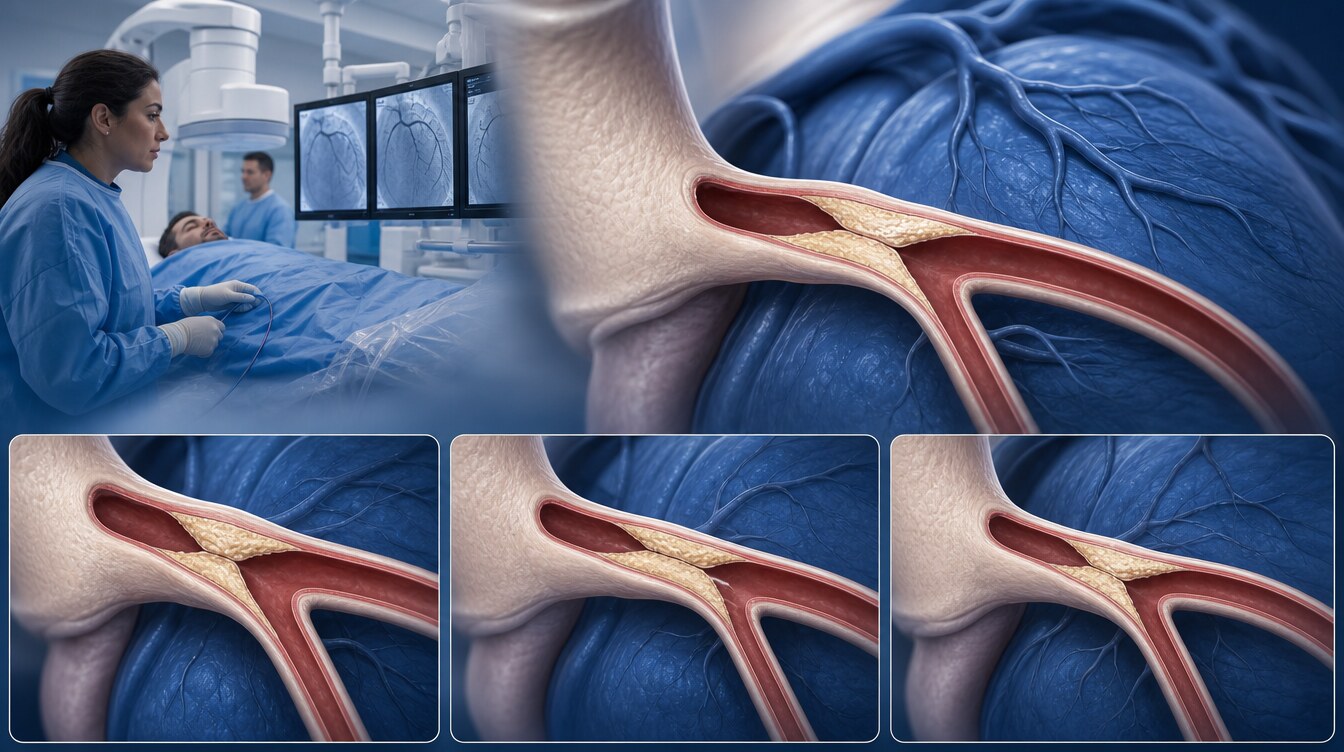 Schematic distinction of ostial, shaft and distal bifurcation left main disease