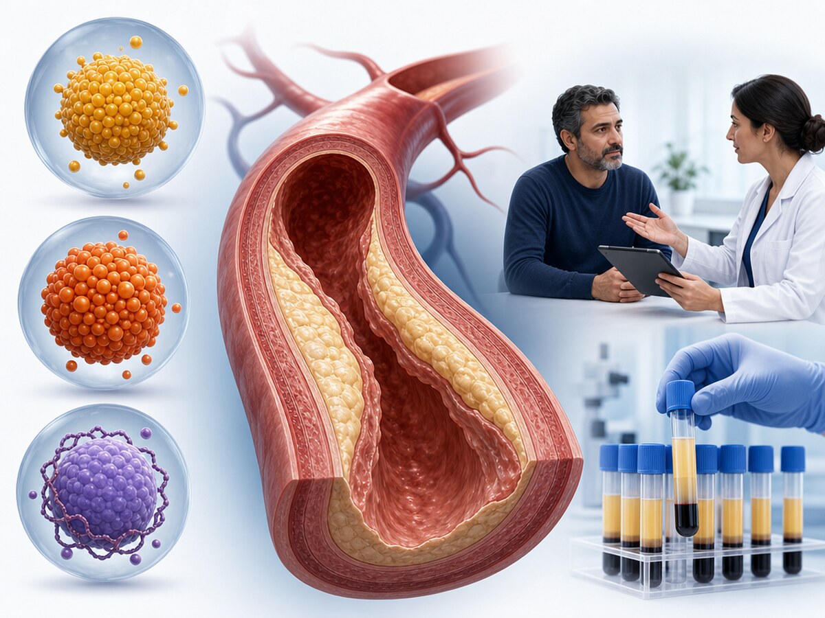 Schematic view showing that LDL, triglycerides and Lp(a) are assessed separately in hyperlipidaemia