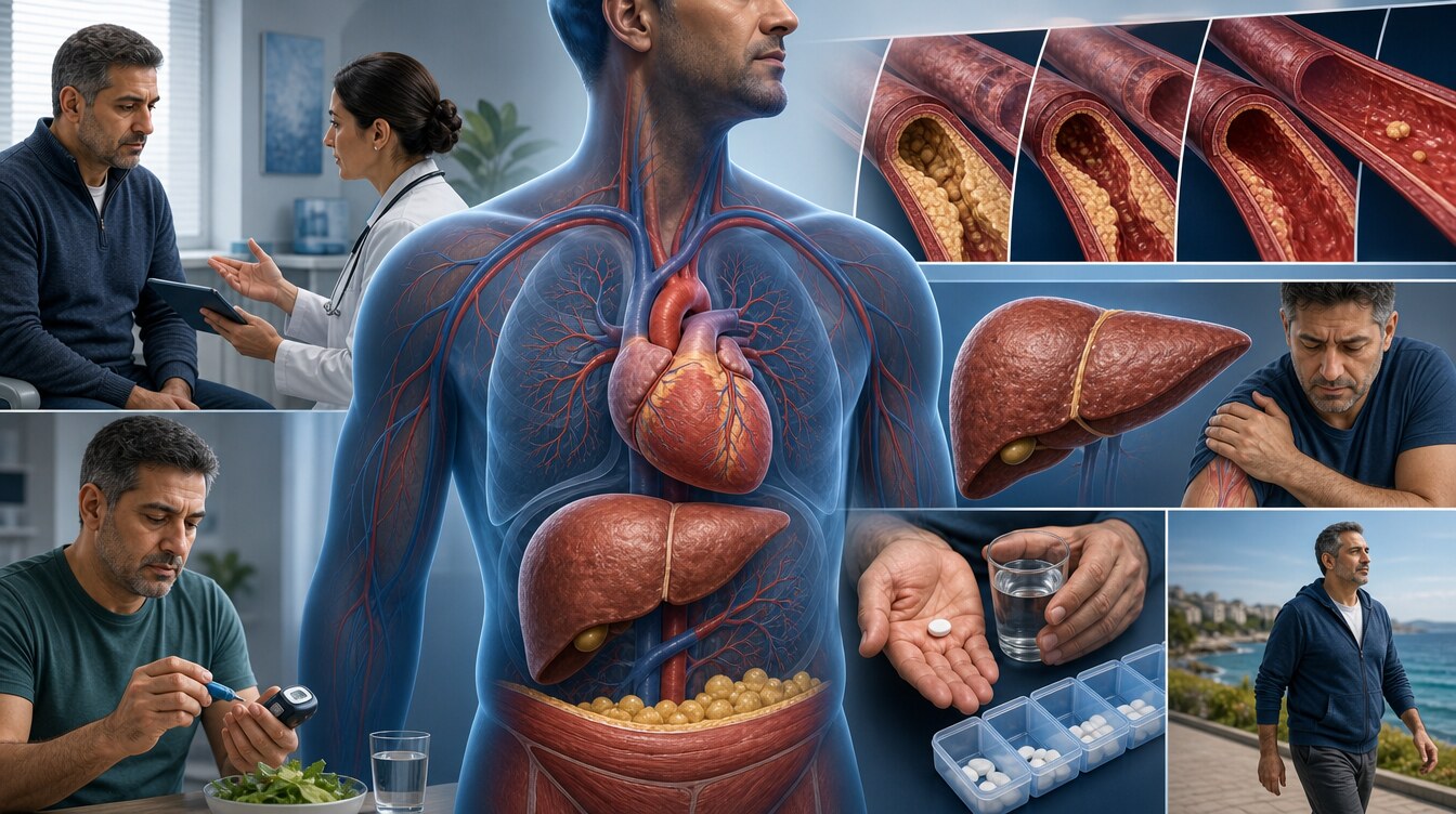 Joint assessment of total cardiovascular risk with diabetes, lifestyle, the liver and lipid medicines