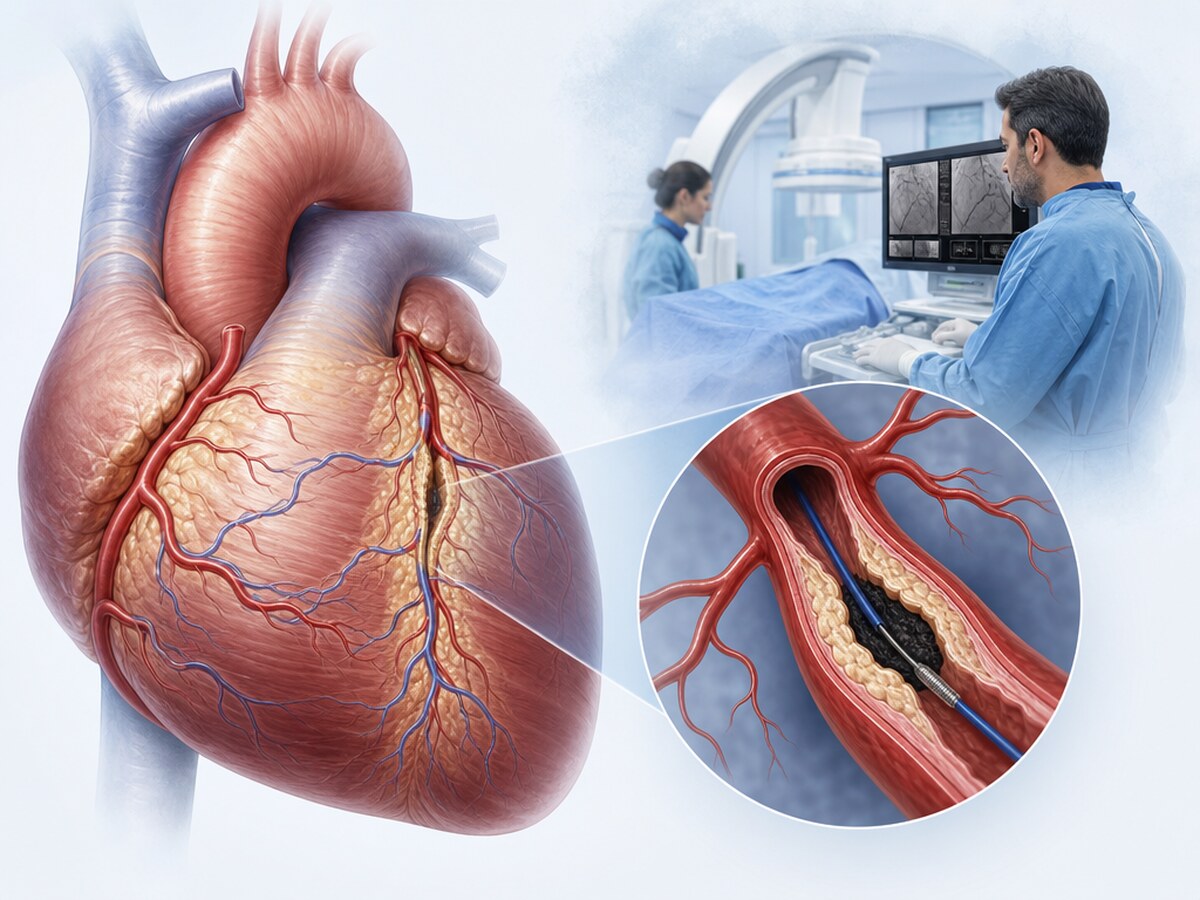 Medical illustration of a chronically occluded coronary artery and collateral circulation