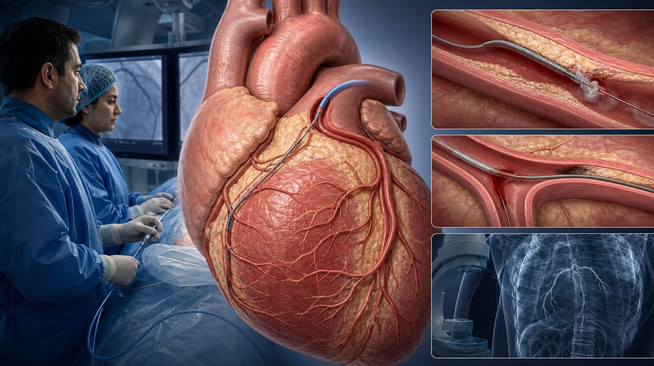 Schematic summary of perforation, donor-vessel injury and contrast-radiation burden in CTO PCI