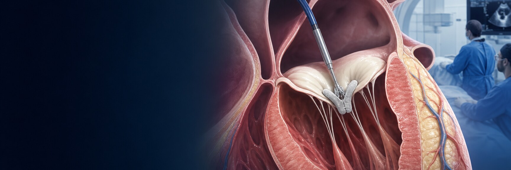 Mitral kapak yetersizliğinde yaprakçıkları birbirine yaklaştıran M-TEER cihazı